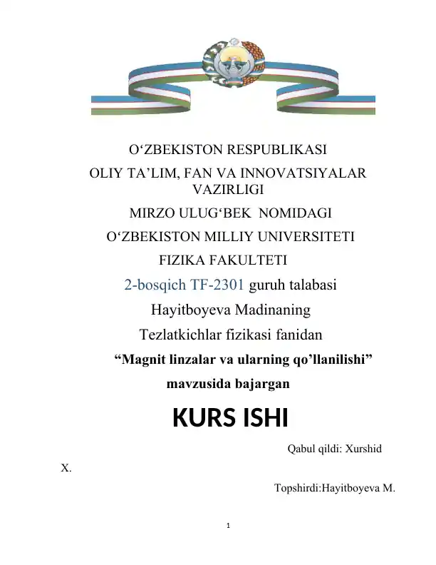 Magnit linzalar va ularning qo’llanilishi