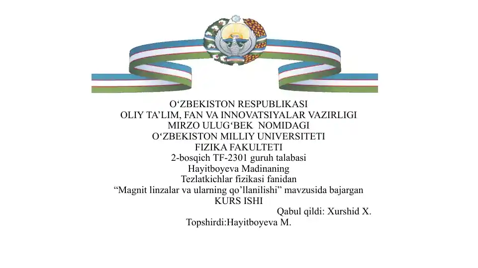 Magnit linzalar va ularning qo'llanilishi