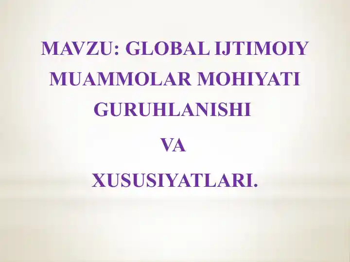 Global Ijtimoiy Muammolar