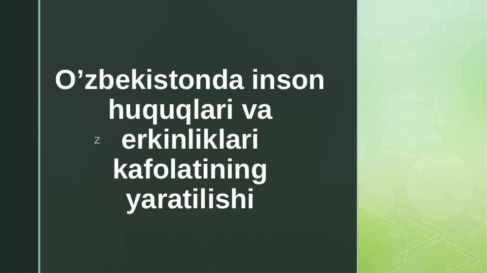 O’zbekistonda inson huquqlari va erkinliklari kafolatining yaratilishi
