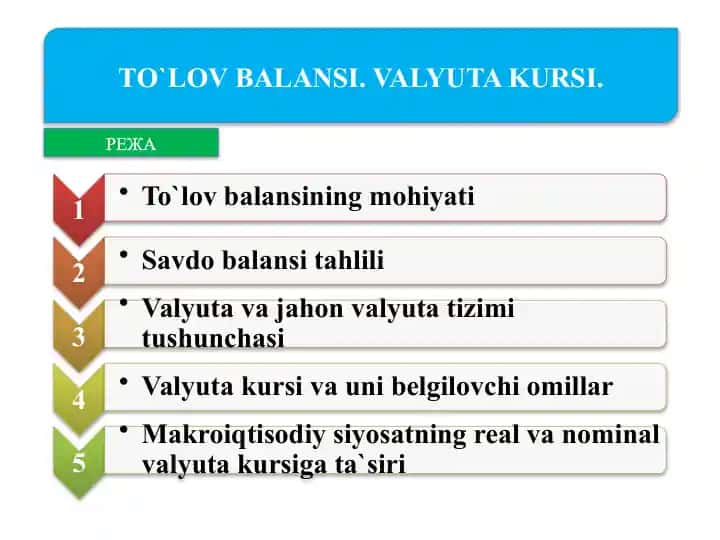 To'lov balansi va valyuta kurslari statistikasi