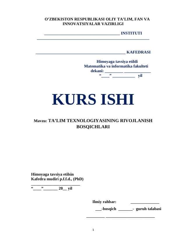 TA’LIM TEXNOLOGIYASINING RIVOJLANISH BOSQICHLARI