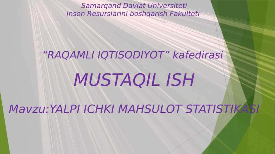 Yalpi ishki mahsulot statiskasi