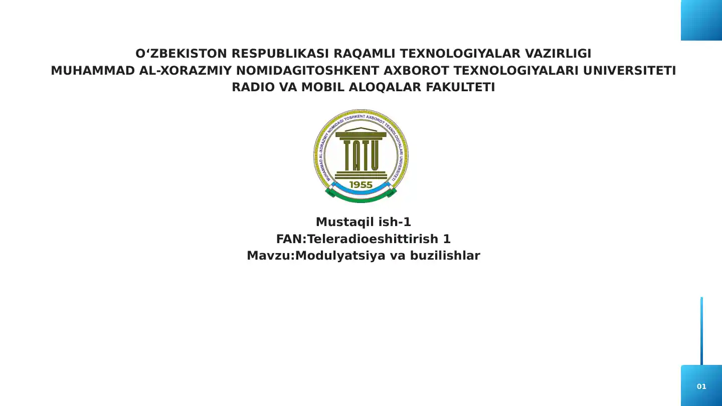 Modulyatsiya va buzilishlar mavzusida prezintatsiya