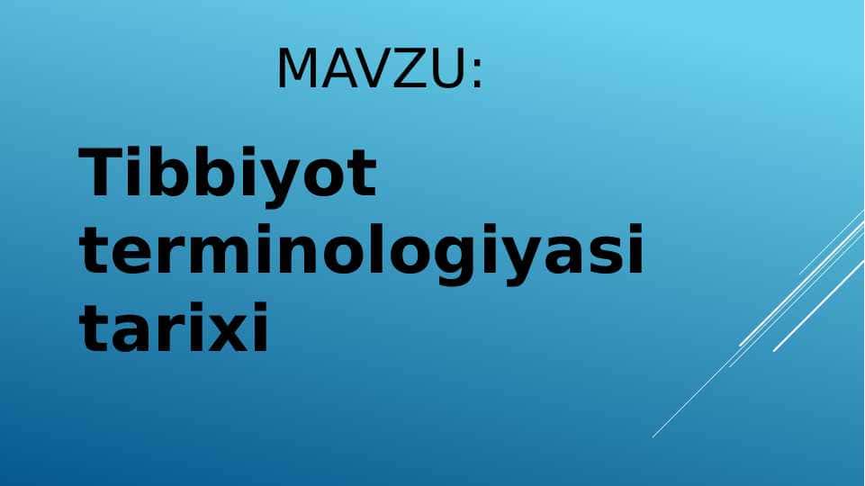 Tibbiyot terminologiyasi tarixi