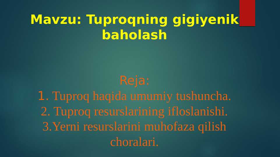 Tuproqning gigiyenik baholash