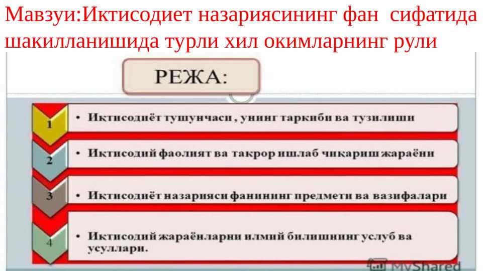 Иктисодиет назариясининг фан сифатида шакилланишида турли хил окимларнинг рули