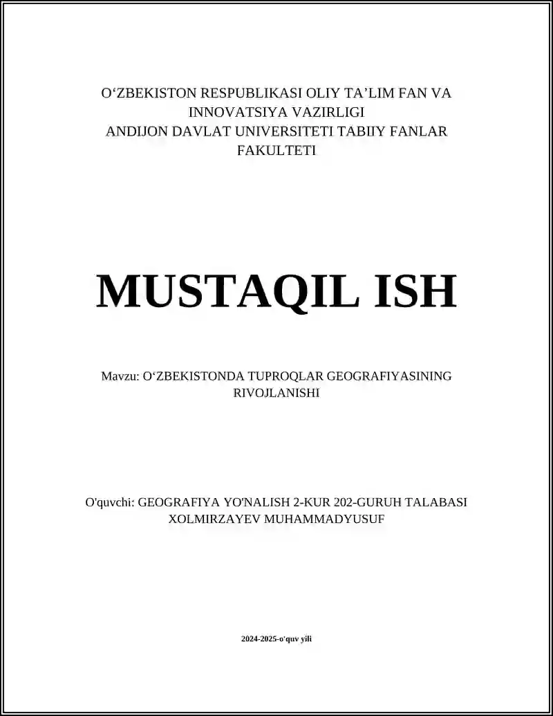 Oʻzbekistonda tuproq turlarining tasnifi