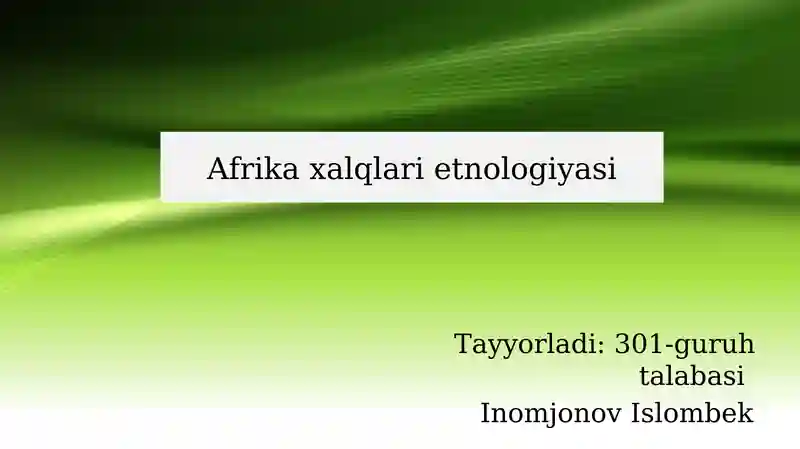 Afrika xalqlari etnologiyasi