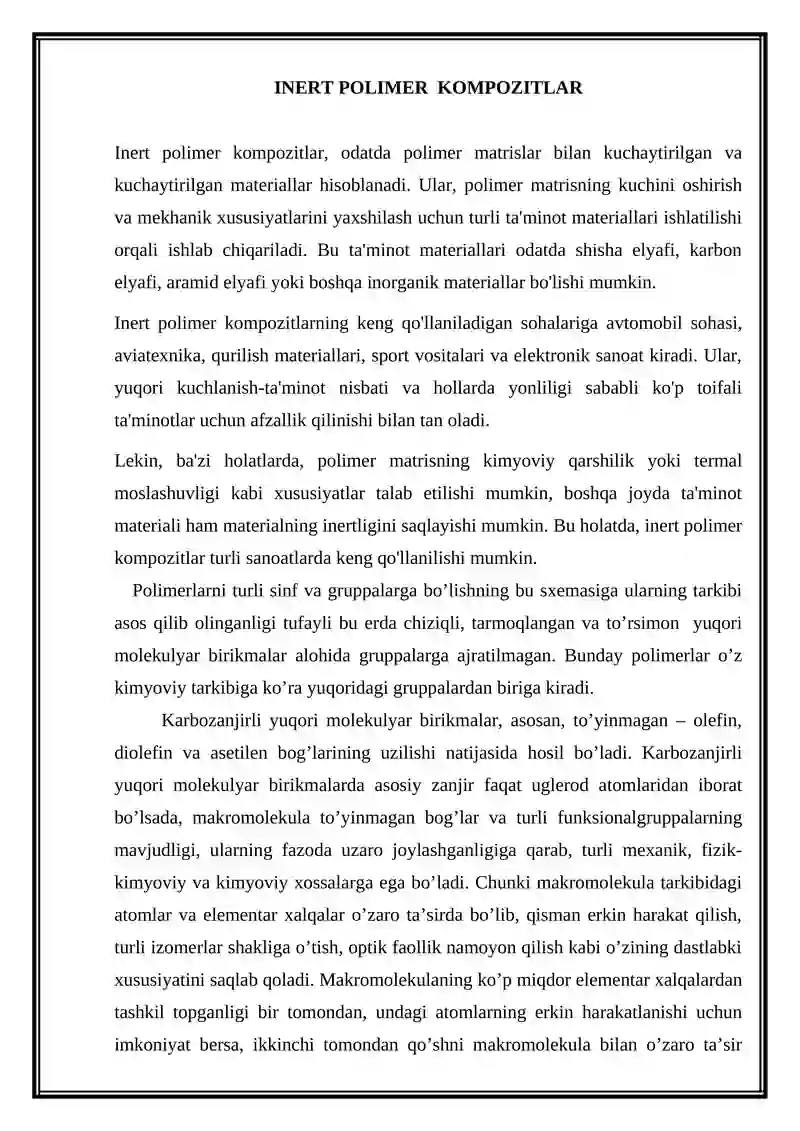 Inert polimer kompozitlar