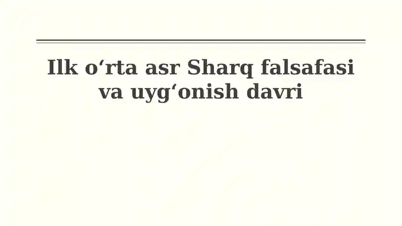 Erta o'rta asr Sharq falsafasi va uygʻonish davri