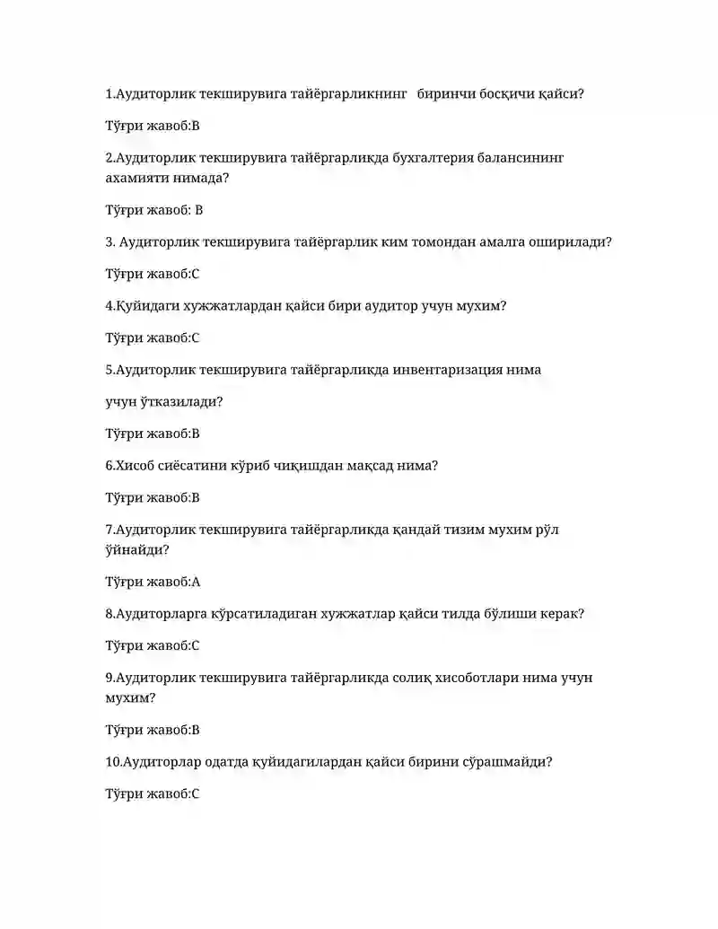 Аудиторлик текширувига тайёргарлик