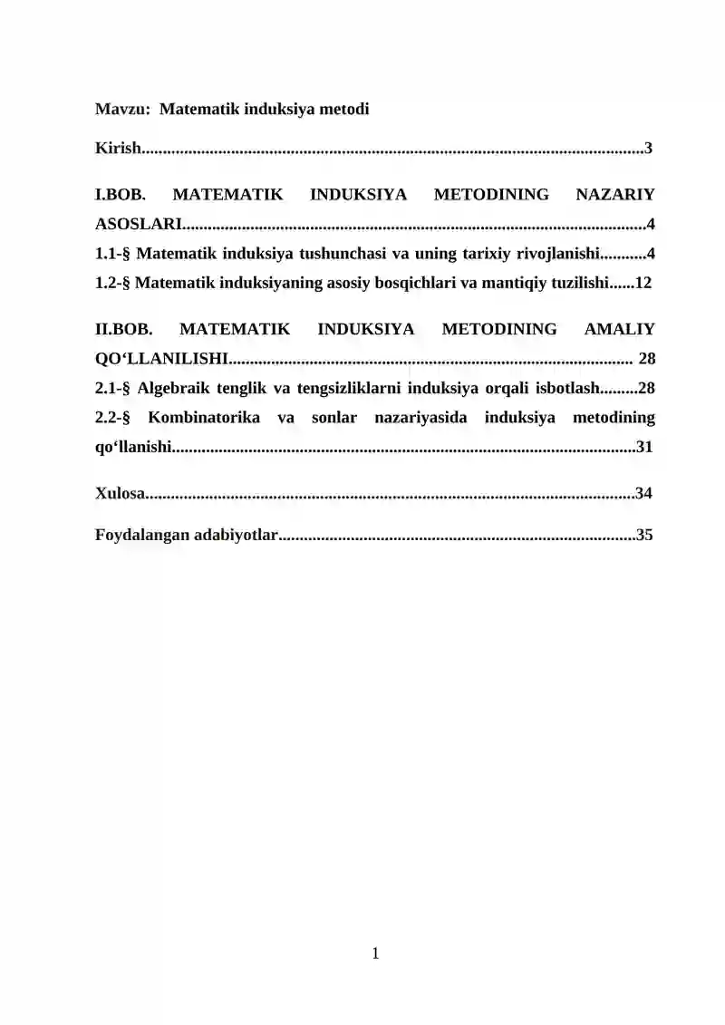 Matematik Induksiya Metodi