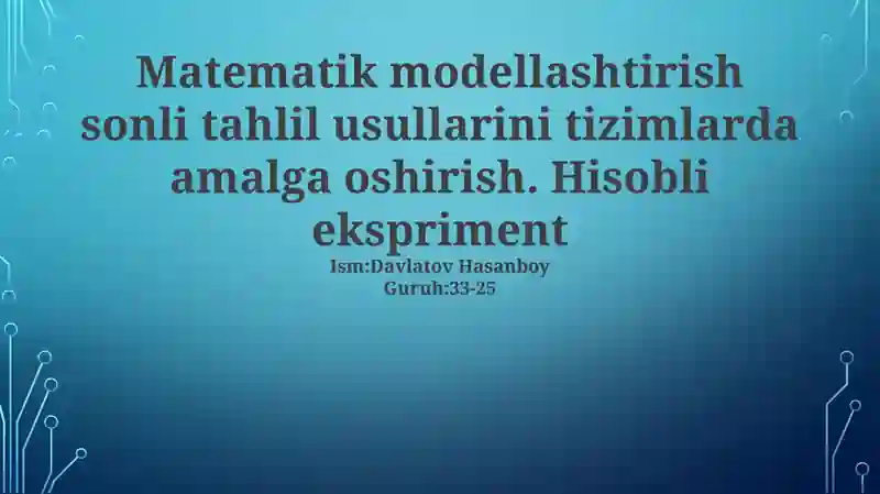 Matematik modellashtirish