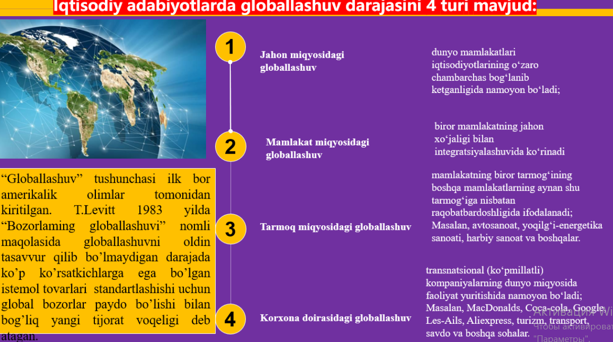 Globallashuv va bozor munosabatlari sharoitida mehnat munosabatlari, mehnat resurslari, ularning tarkibi va tavsifi.