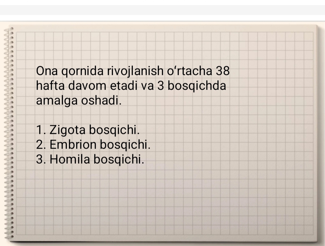 Mavzu: Ontogenezning ilk bosqichlari