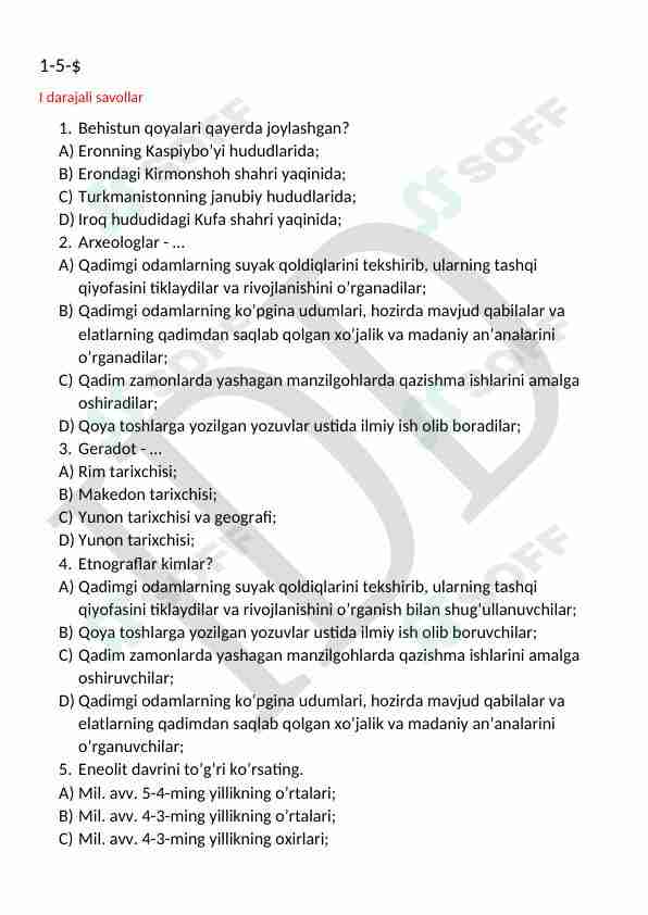 Tarix 6-sinf test