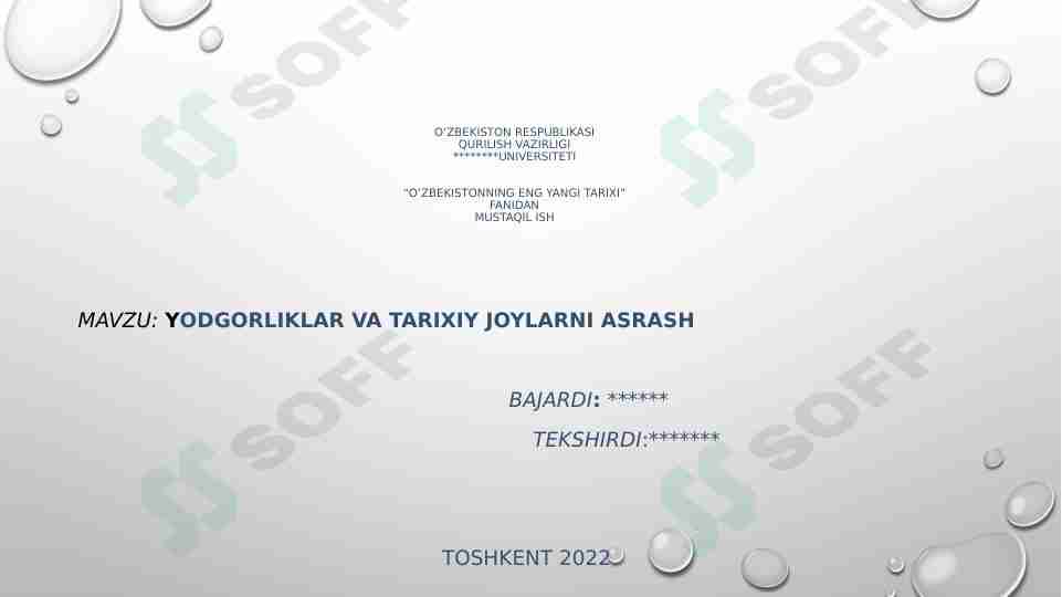 Yodgorliklar va tarixiy joylarni asrash