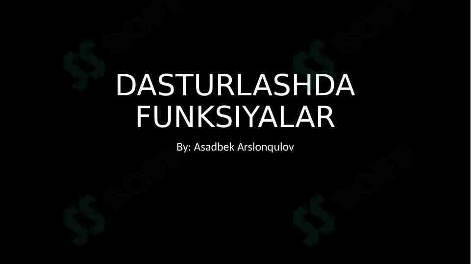"Dasturlashda funksiyalar"