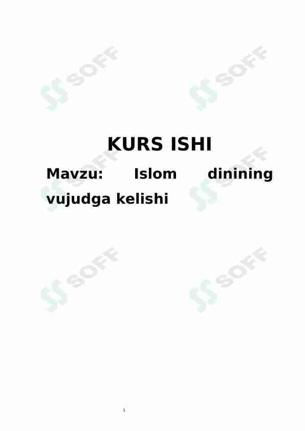 Islom dinining vujudga kelishi