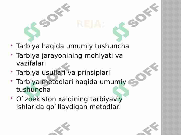 Tarbiya xaqida umumiy tushuncha.
