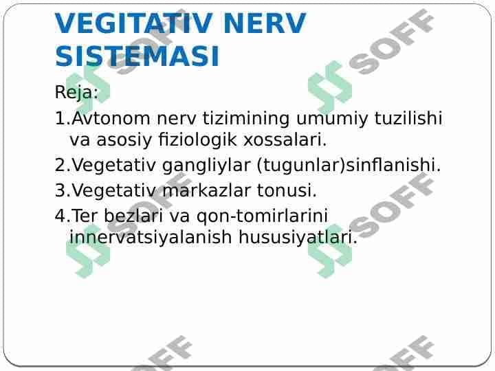 VEGITATIV NERV SISTEMASI