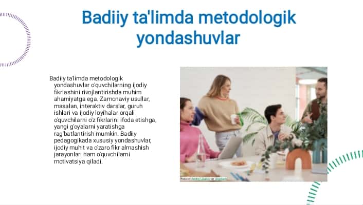 Badiiy pedagogika fanini o‘qitish mazmuni