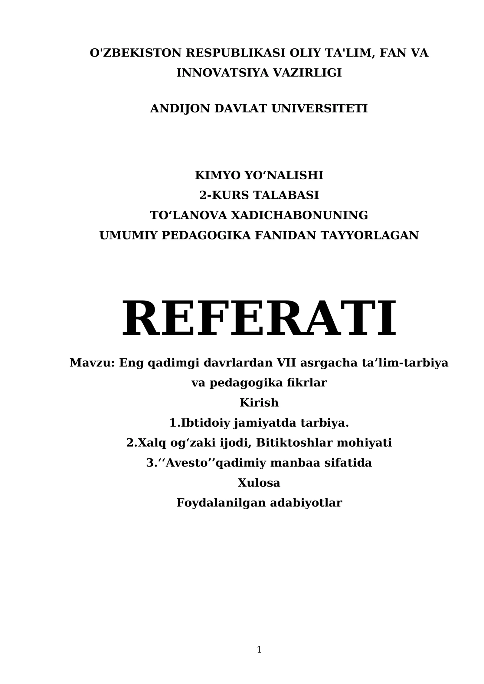 Eng qadimgi davrlardan VII asrgacha ta’lim-tarbiya va pedagogika fikrlar