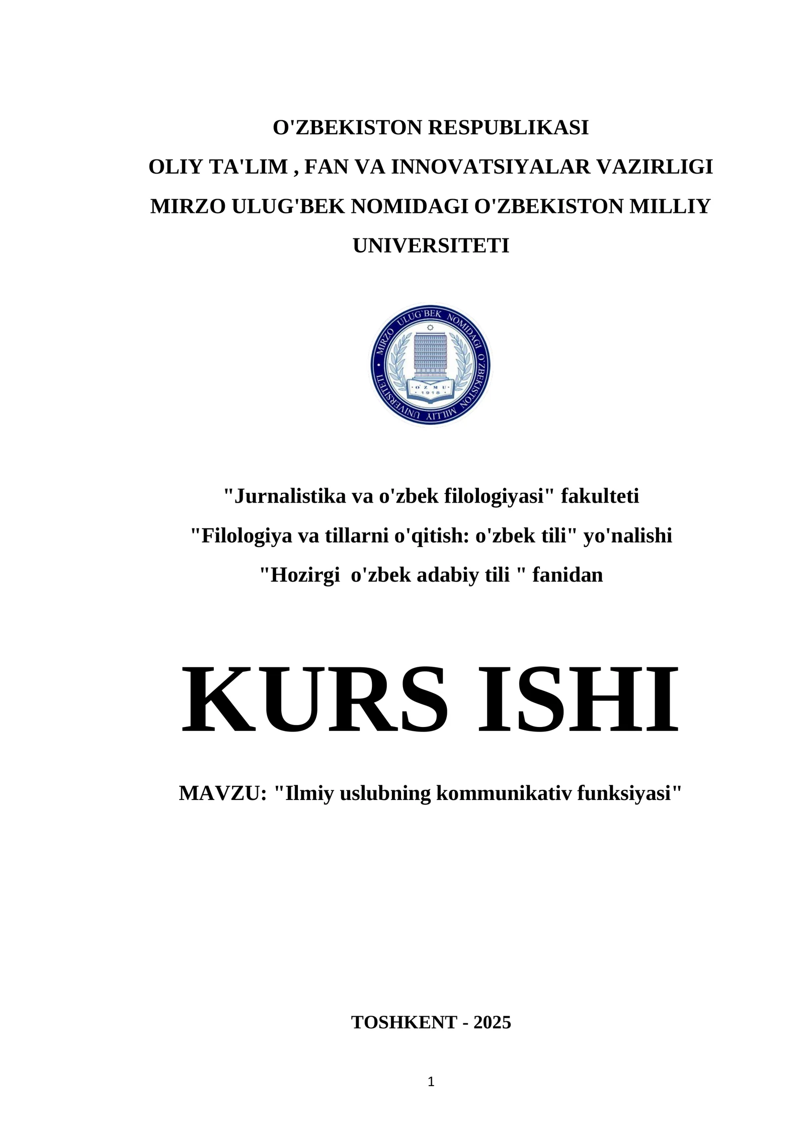Ilmiy uslubning kommunikativ funksiyasi