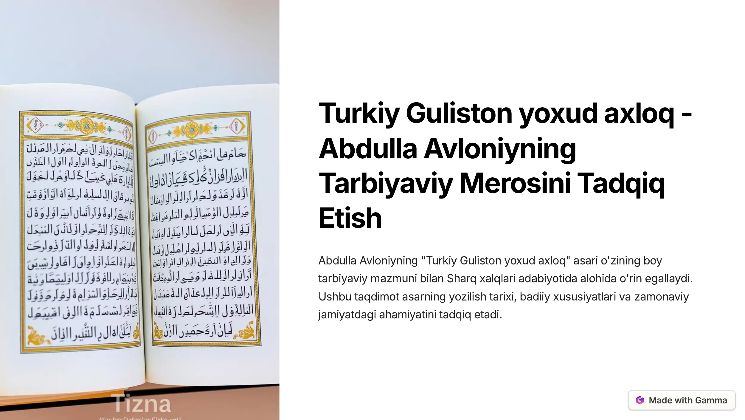 Turkiy Guliston yoxud axloq
