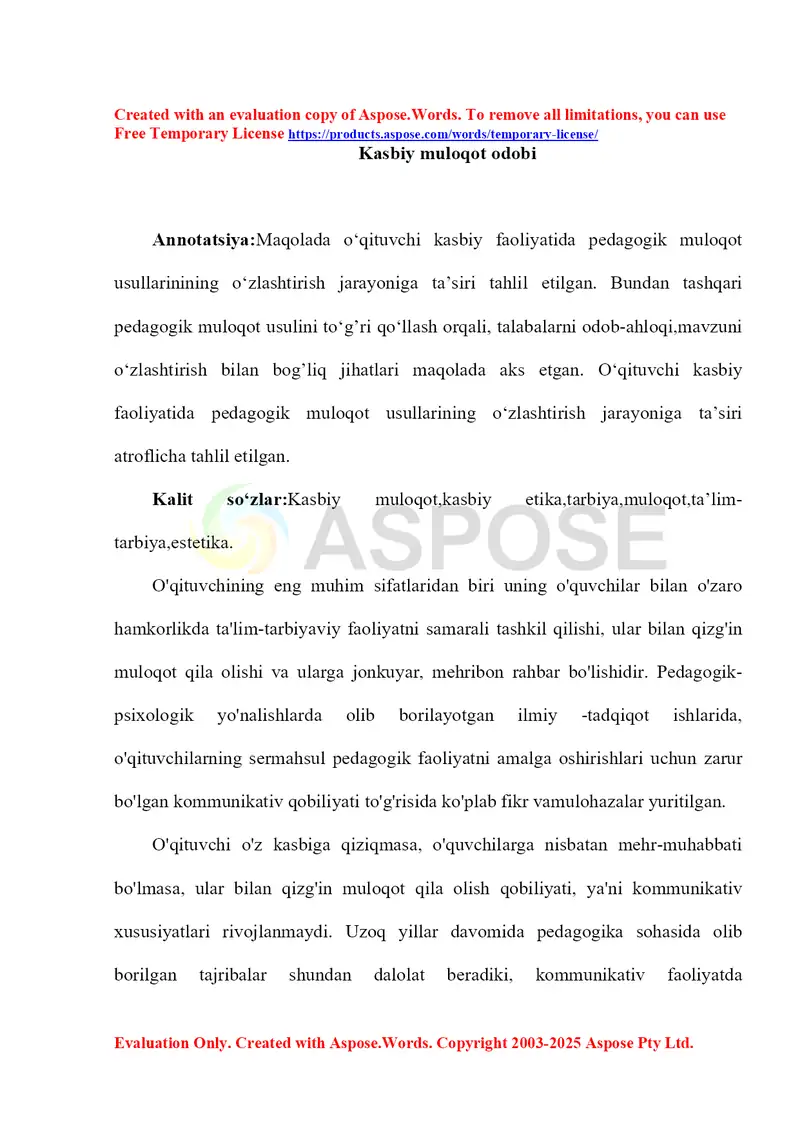 Kasbiy muloqot odobi