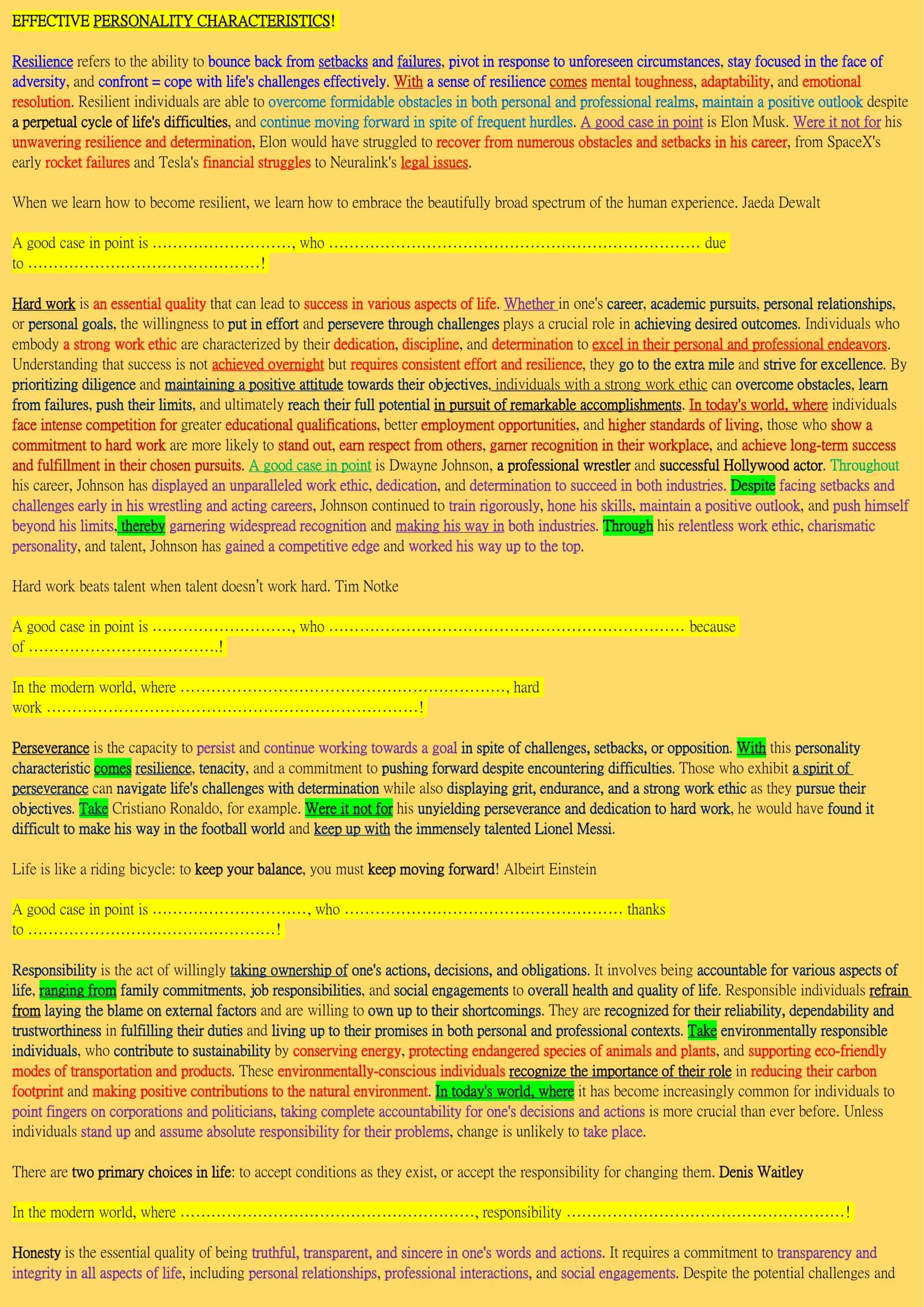 EFFECTIVE PERSONALITY CHARACTERISTICS