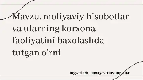 Moliyaviy hisobotlar
