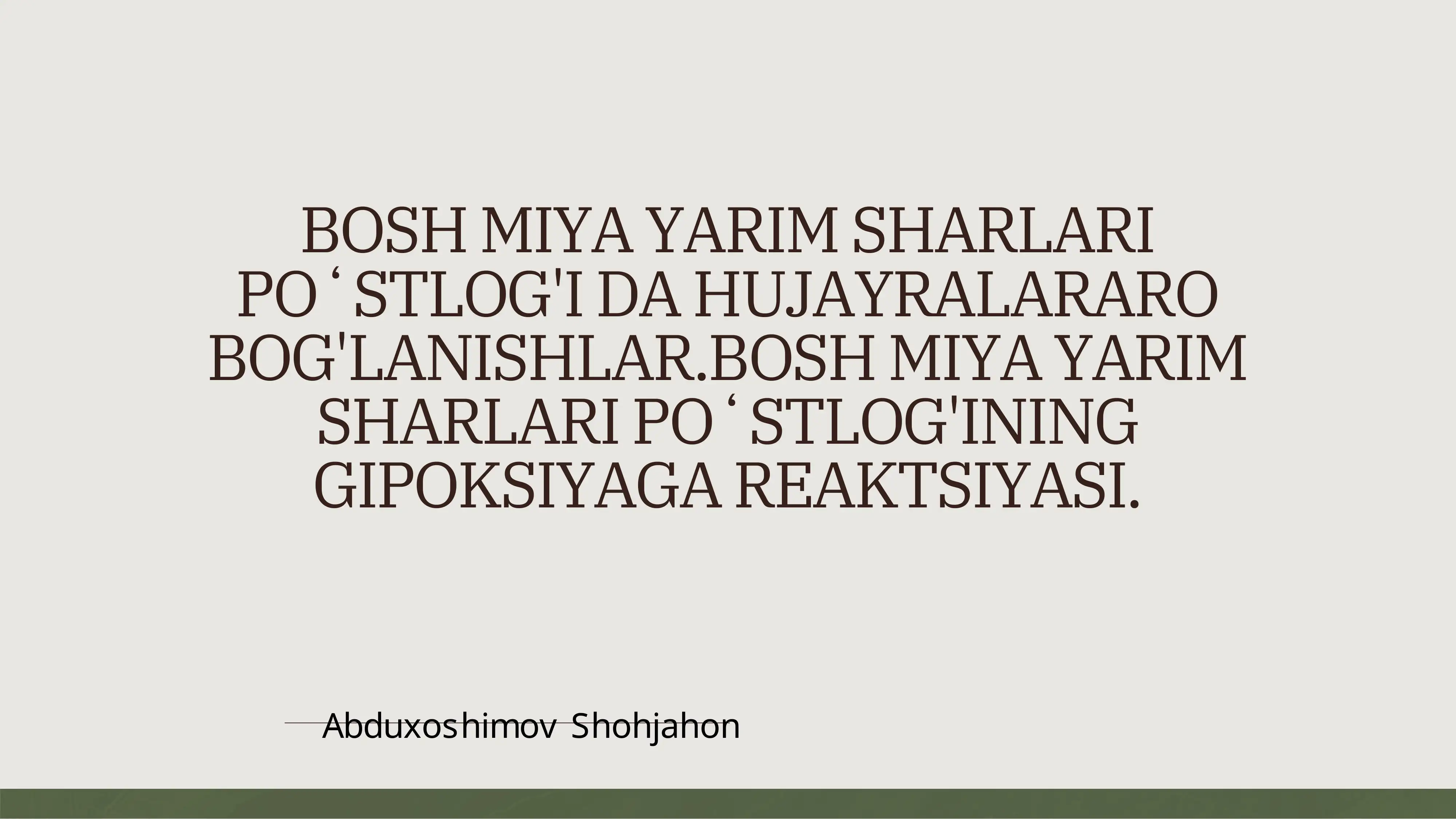 BOSH MIYA YARIM SHARLARI