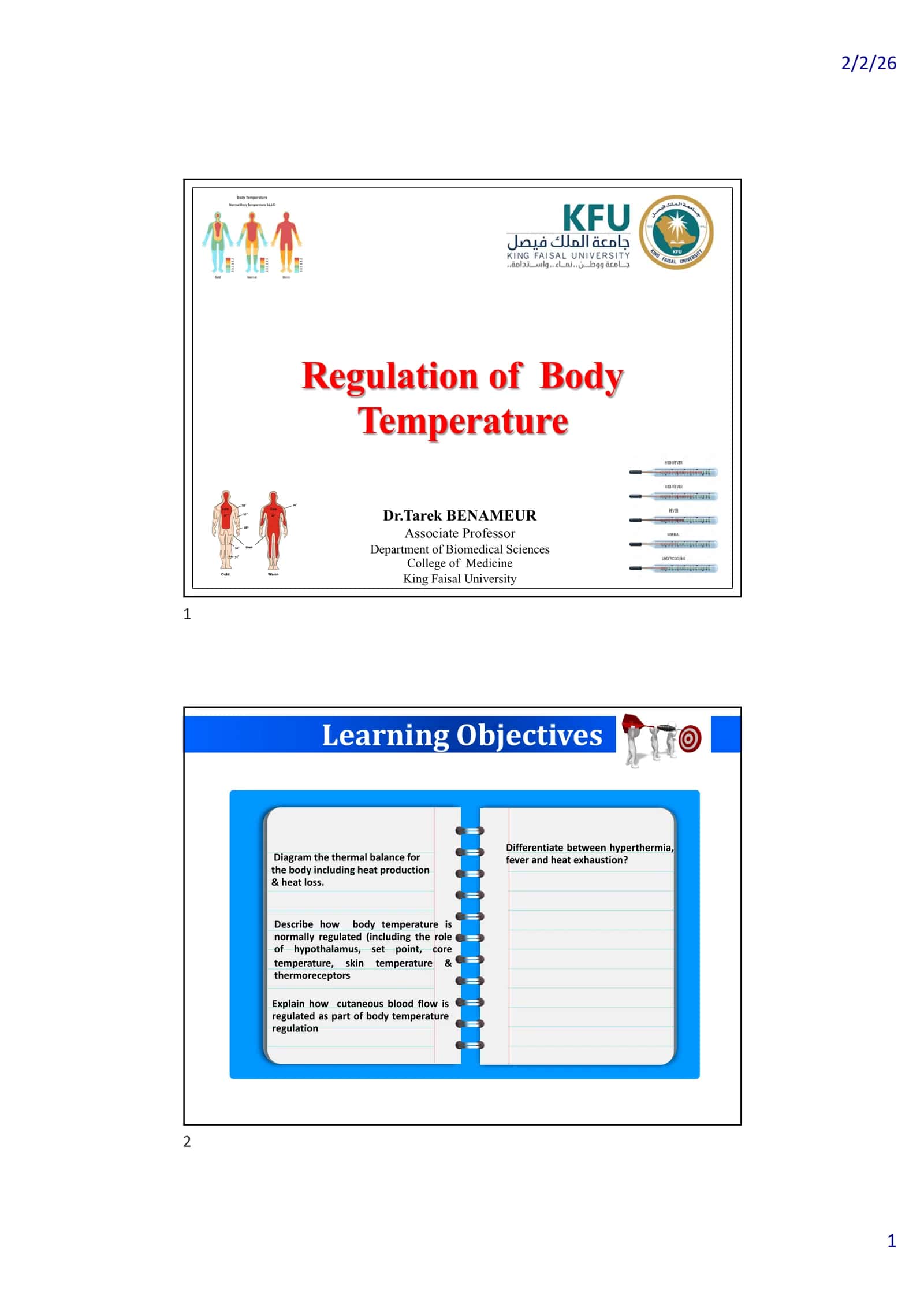 Temperature Regulation of the Body