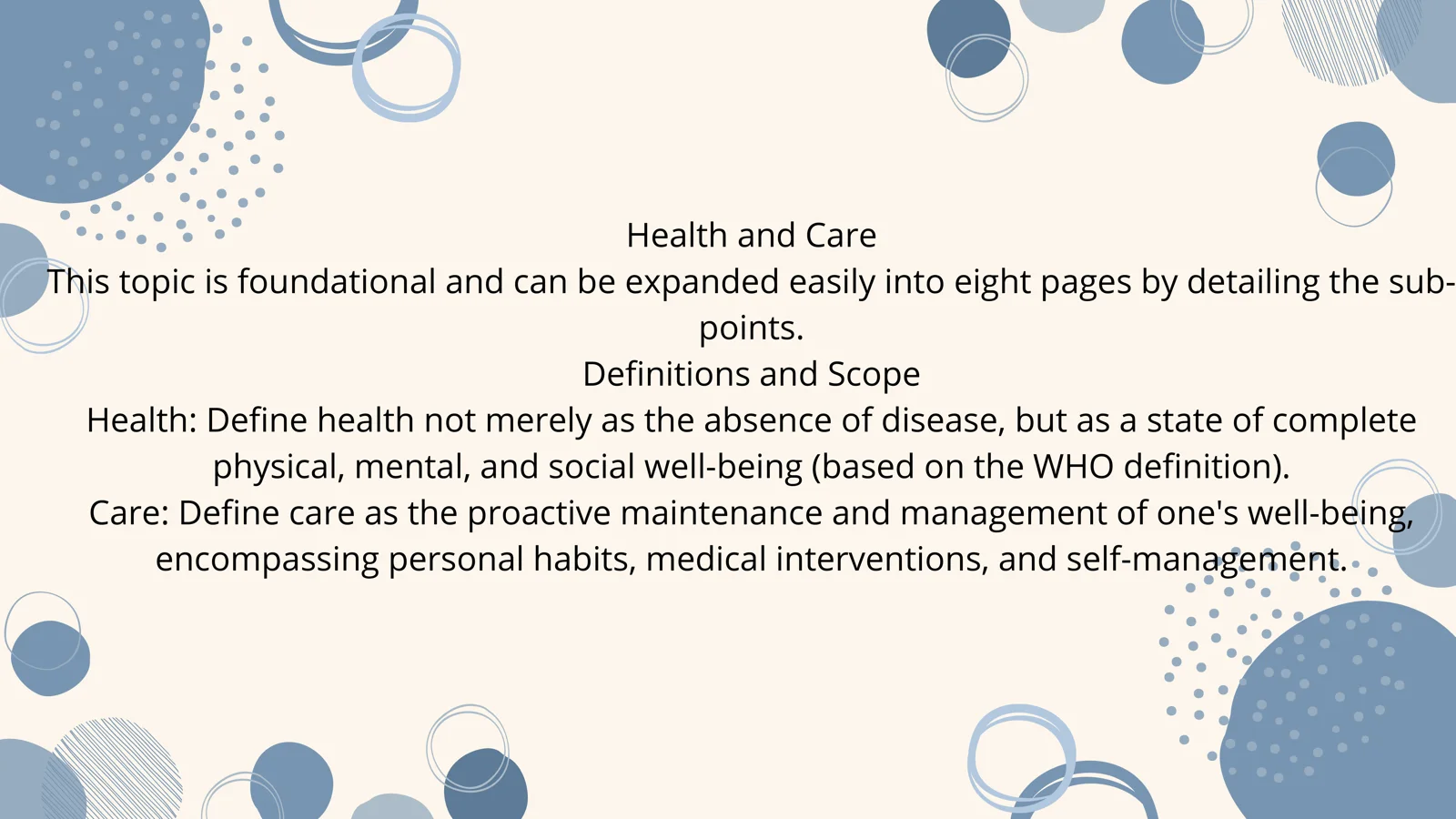 Health and Care