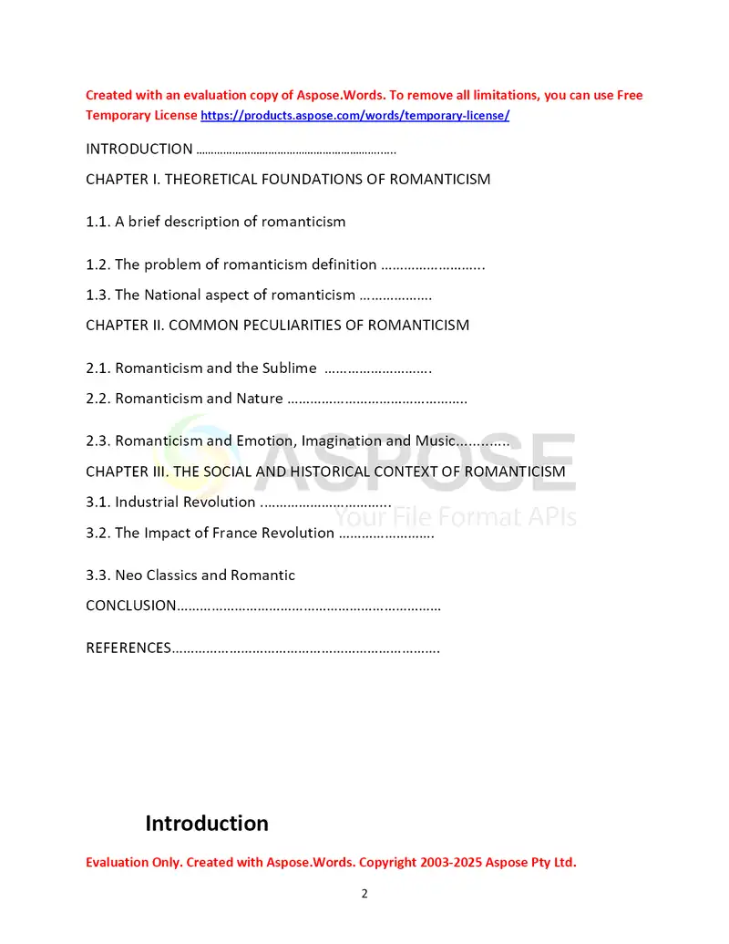Theoretical Foundations and Peculiarities of Romanticism