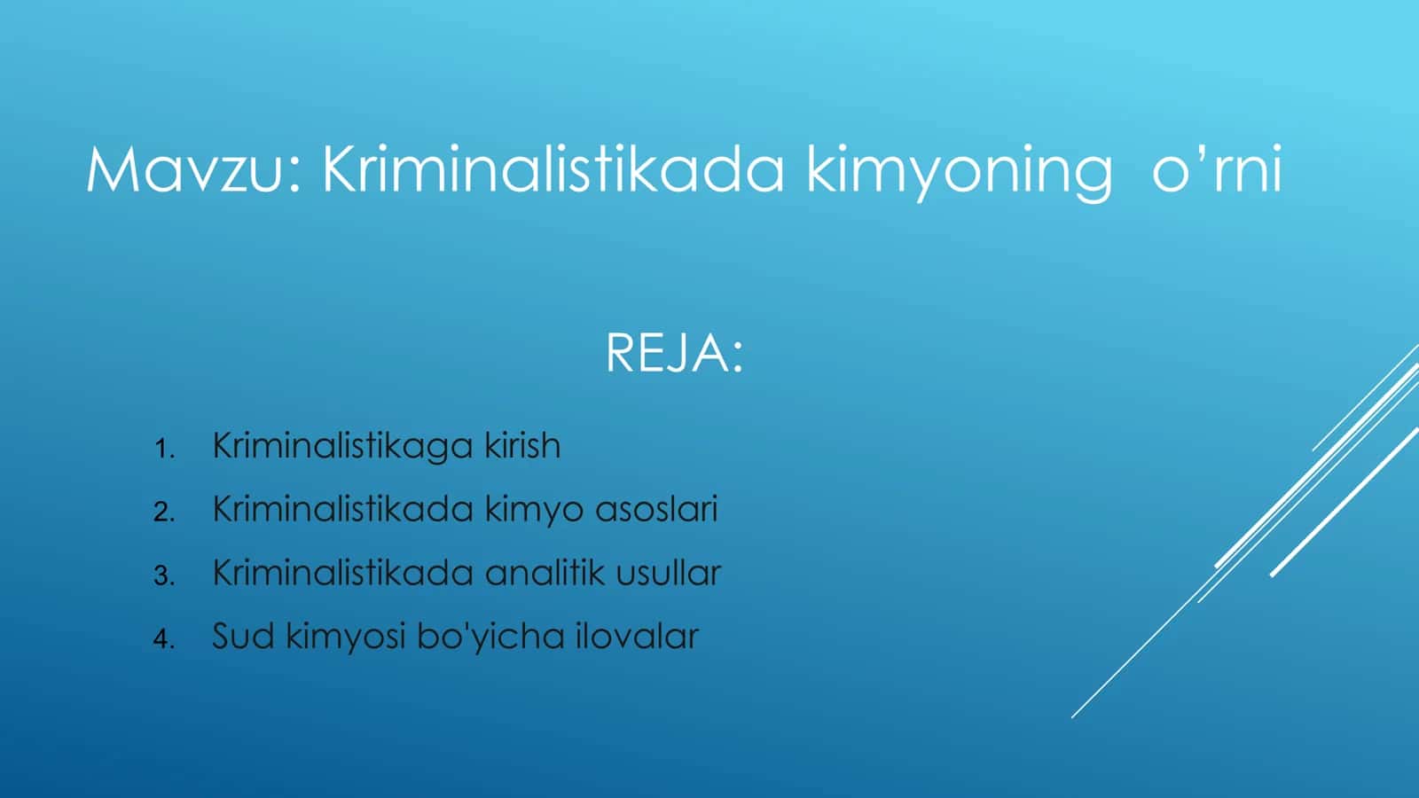 Kriminalistikada kimyoning o’rni
