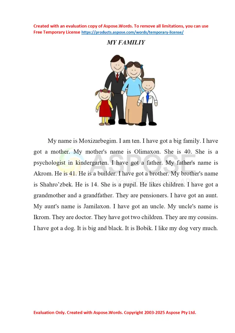 Describe picture: My Family & Brother and Sister taqdimoti