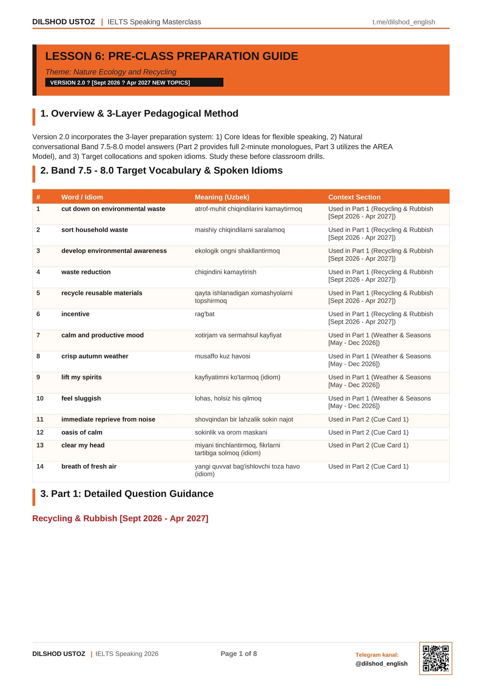 IELTS Speaking Masterclass lesson 6.