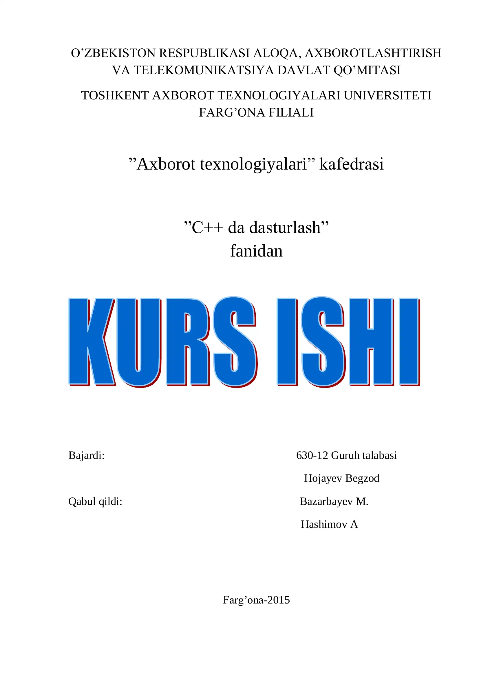 C++ da dasturlash