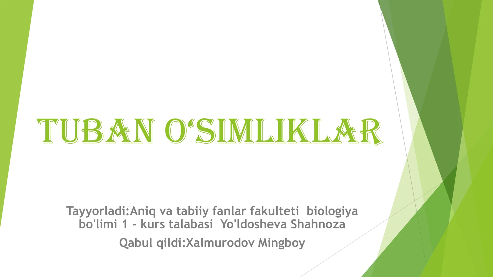 TUBAN O‘SIMLIKLAR