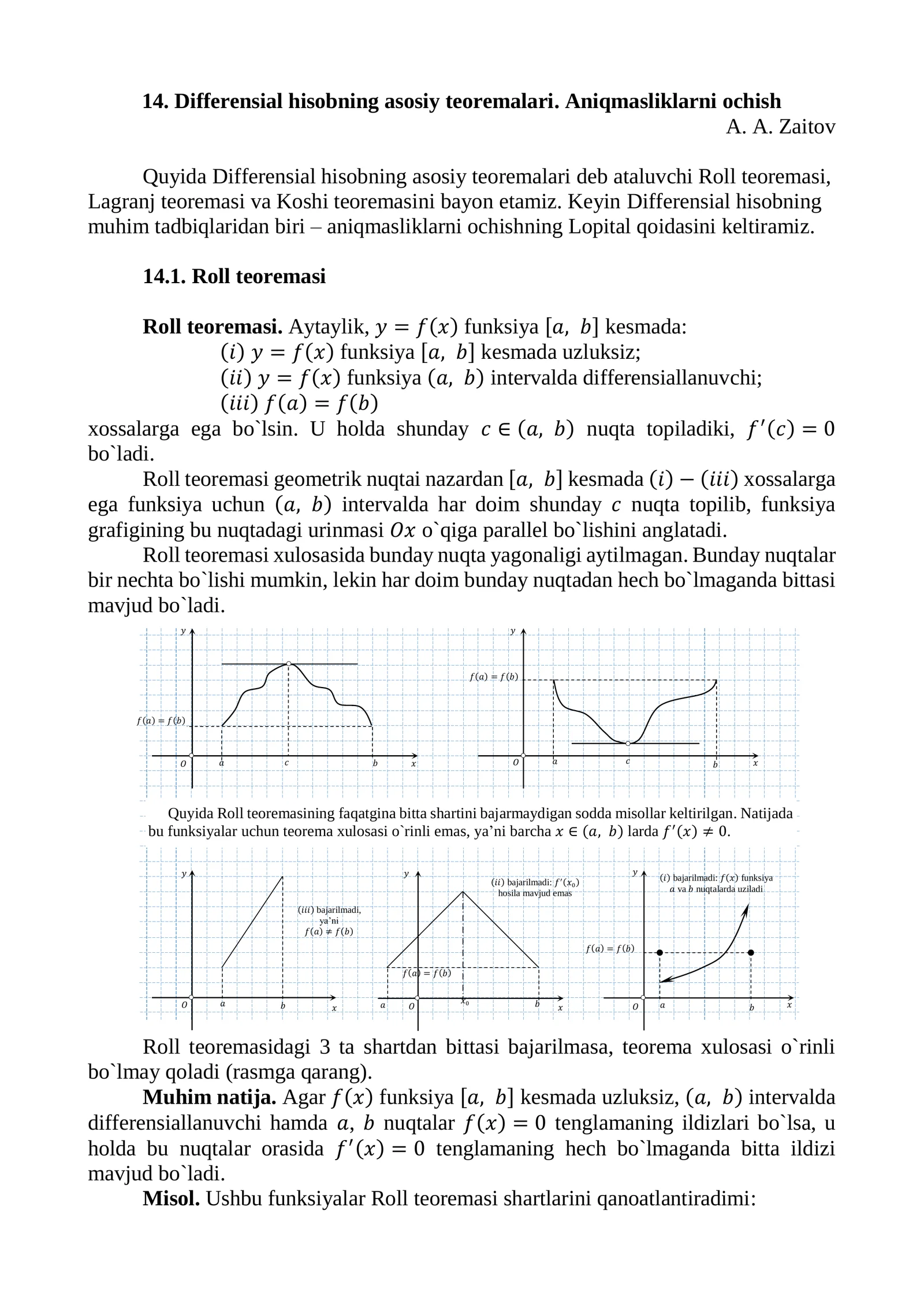 Differensial hisobning asosiy teoremalari