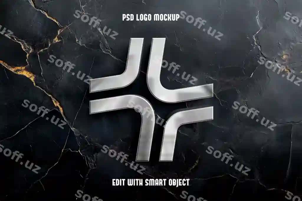 Uch oʻlchovli realistik metallik logotip namunasi betoni devor | 3d realistic metalic logo mockup concrete wall
