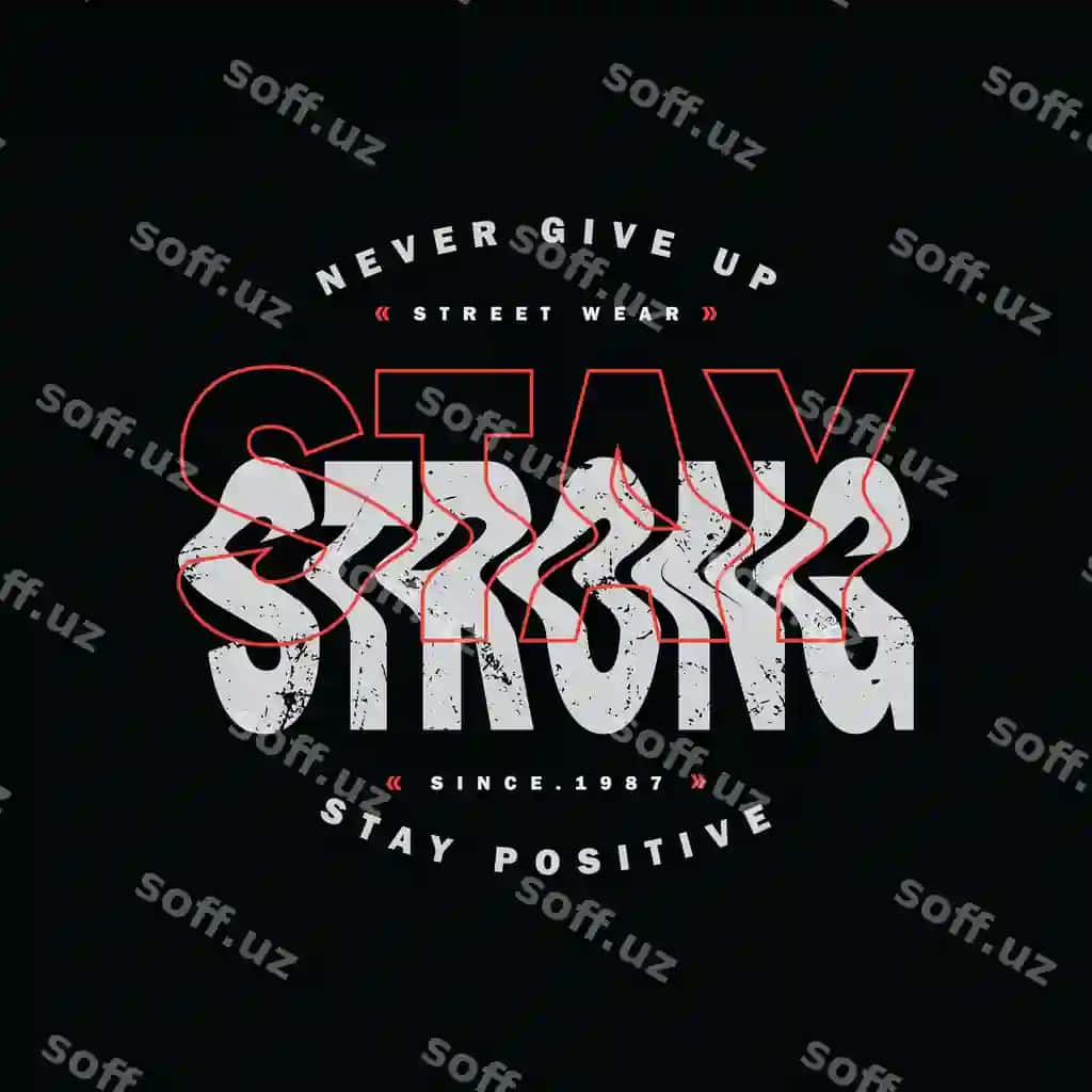 Kuchli bo'ling tipografiya shiori bosma futbolka dizayni | Stay strong typography slogan print t shirt design