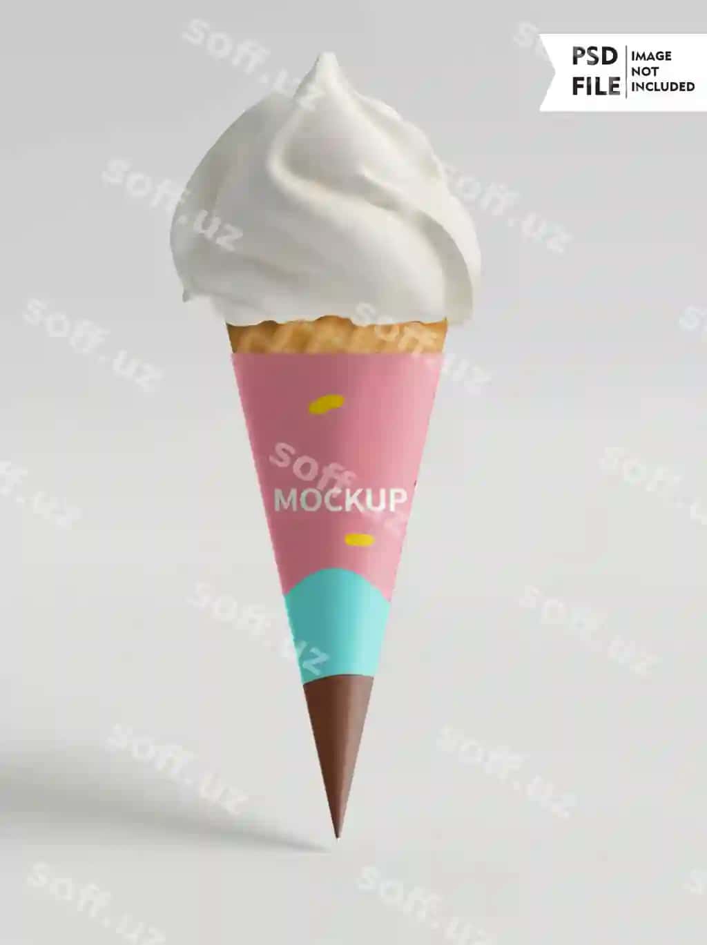 Muzqaymoq konusining qadoqlash dizayni maketi | Ice cream cone packaging design mockup