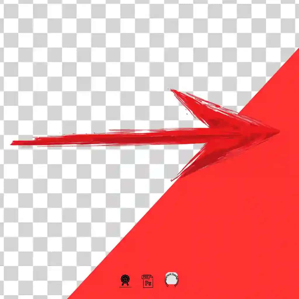 Qo'lda chizilgan qizil gorizontal o'q oq shaffof png foni | Red horizontal handdrawn arrow white transparent png background