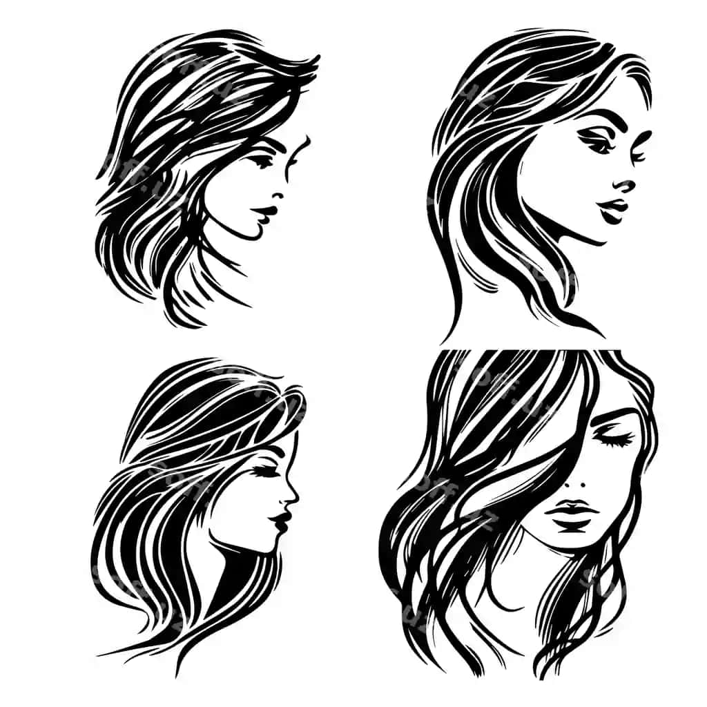 Chiziq go'zalligi ayol anqarpsiz vektor illustratsiyasi vektor logotip dizayni | Line beauty woman abstract vector illustration vector logo design