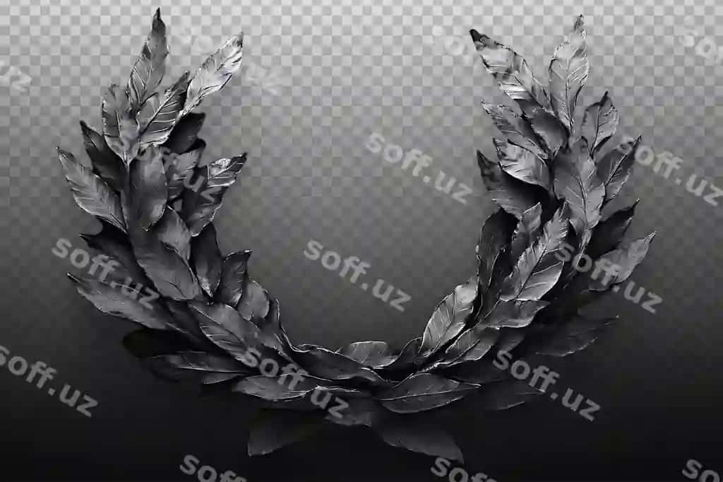 3D qora oq dafna gulchambar ramzi | 3d black white laurel wreath symbol