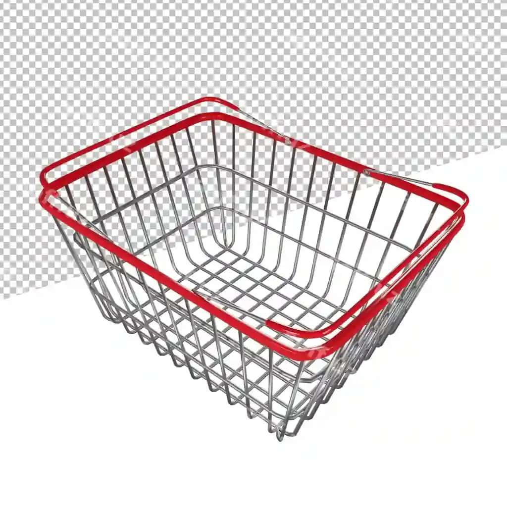 Savat xarid qilish savati shaffof fon 3D renderlash illyustratsiyasi | Basket shopping cart transparent background 3d rendering illustration